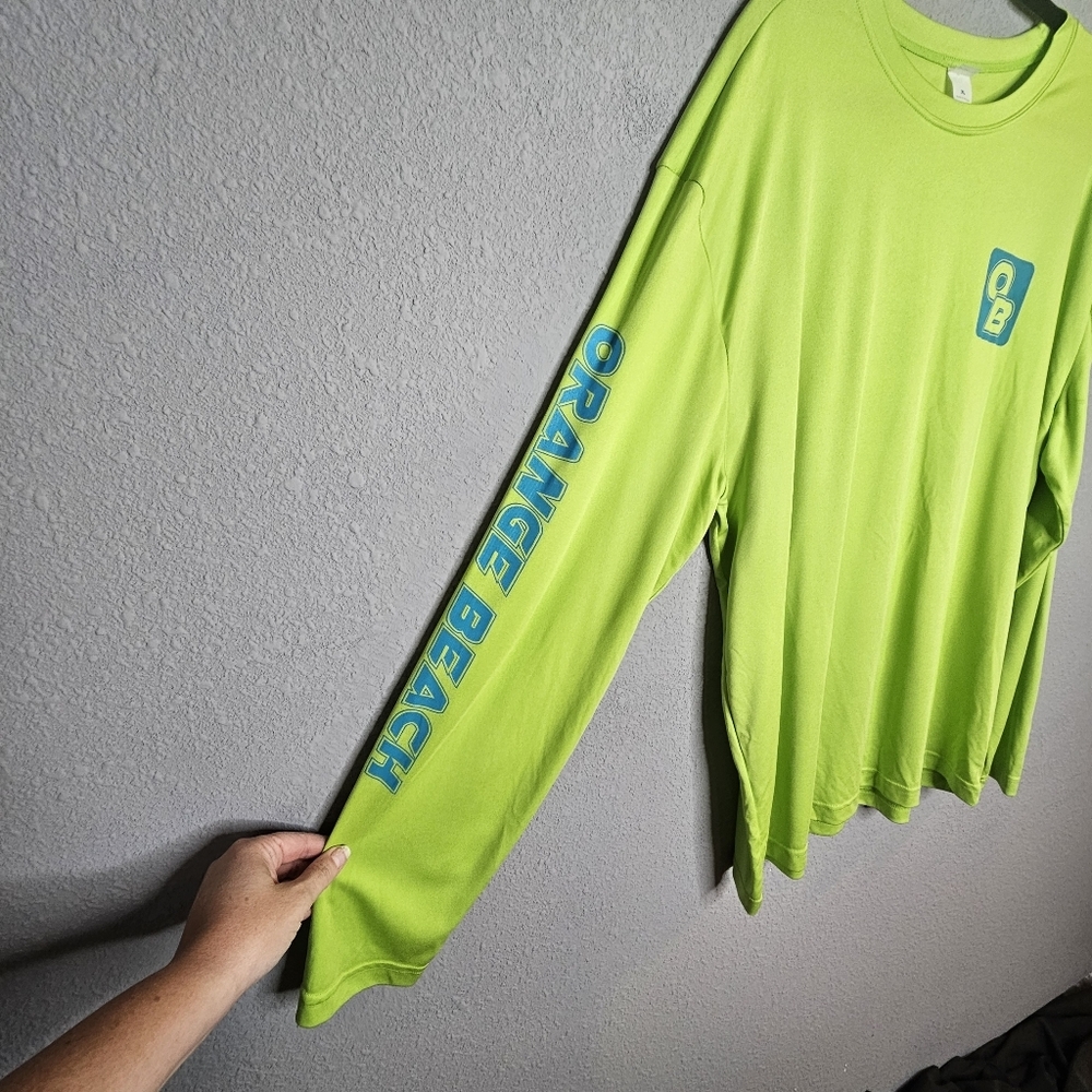 Sport Tek Performance Tee Shirt Mens XL Orange Beach Neon Green Blue Marlin Fish - Picture 7 of 7